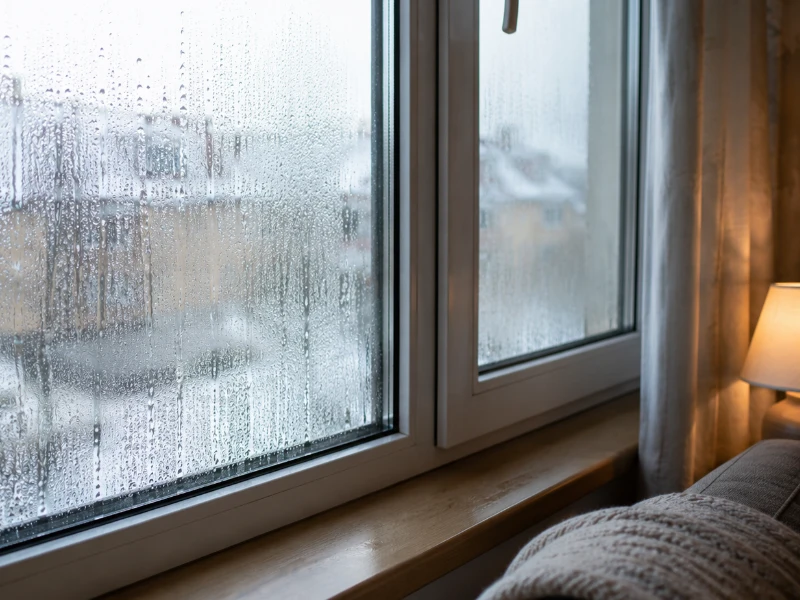 condensación en ventana durante invierno en una vivienda