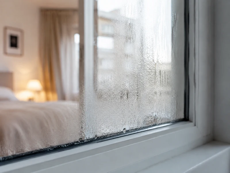 Condensaci贸n en ventana y confort interior Condensaci贸n en una ventana de dormitorio durante el invierno