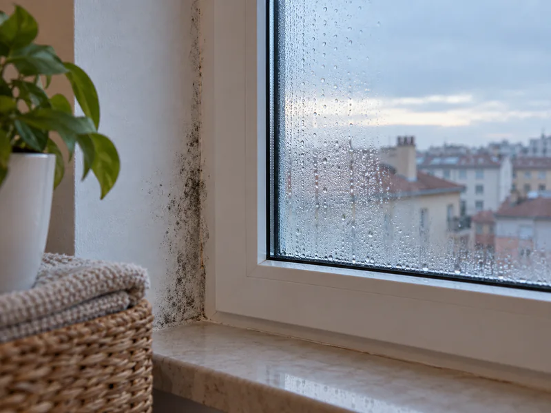 Humedad por condensación en Valladolid: gotas en la ventana y moho junto al marco